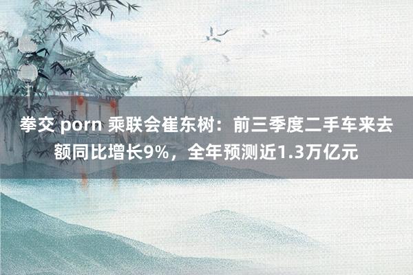 拳交 porn 乘联会崔东树：前三季度二手车来去额同比增长9%，全年预测近1.3万亿元