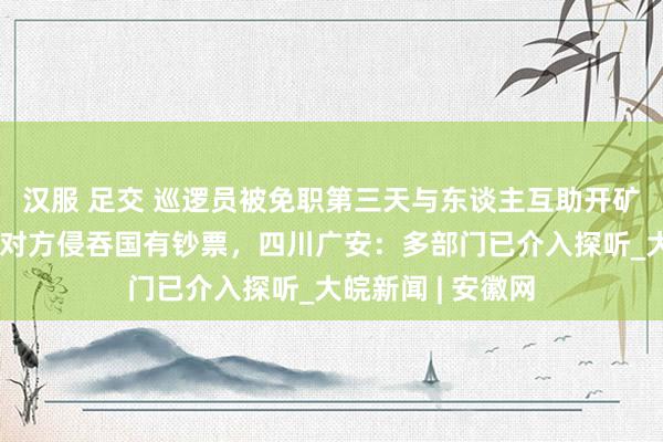 汉服 足交 巡逻员被免职第三天与东谈主互助开矿，商东谈主举报对方侵吞国有钞票，四川广安：多部门已介入探听_大皖新闻 | 安徽网