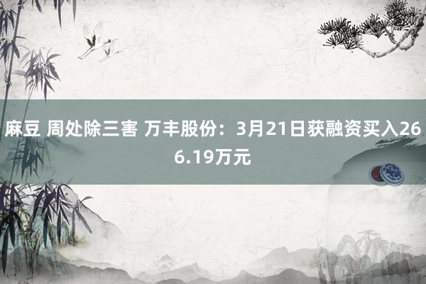麻豆 周处除三害 万丰股份：3月21日获融资买入266.19万元