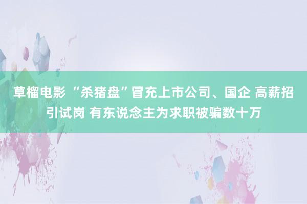 草榴电影 “杀猪盘”冒充上市公司、国企 高薪招引试岗 有东说念主为求职被骗数十万