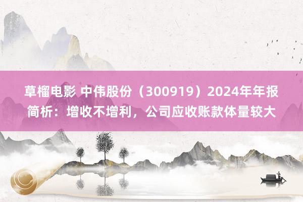 草榴电影 中伟股份（300919）2024年年报简析：增收不增利，公司应收账款体量较大