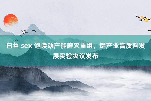 白丝 sex 饱读动产能磨灭重组，铝产业高质料发展实验决议发布